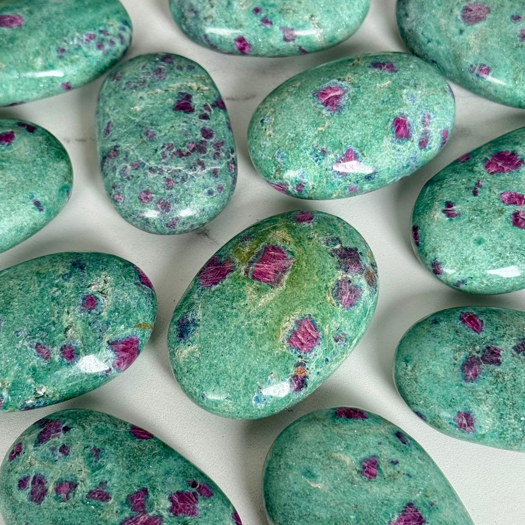 Ruby in Fuchsite Palm Stone Specimen