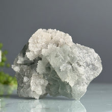 Etched QR Code Fluorite with Calcite Crystal Specimen