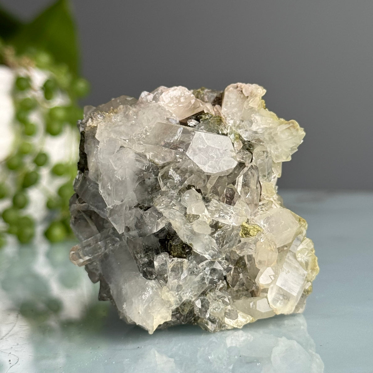 Epidote Chlorite in Quartz Crystal Specimen – Wholehearted Crystal Creations