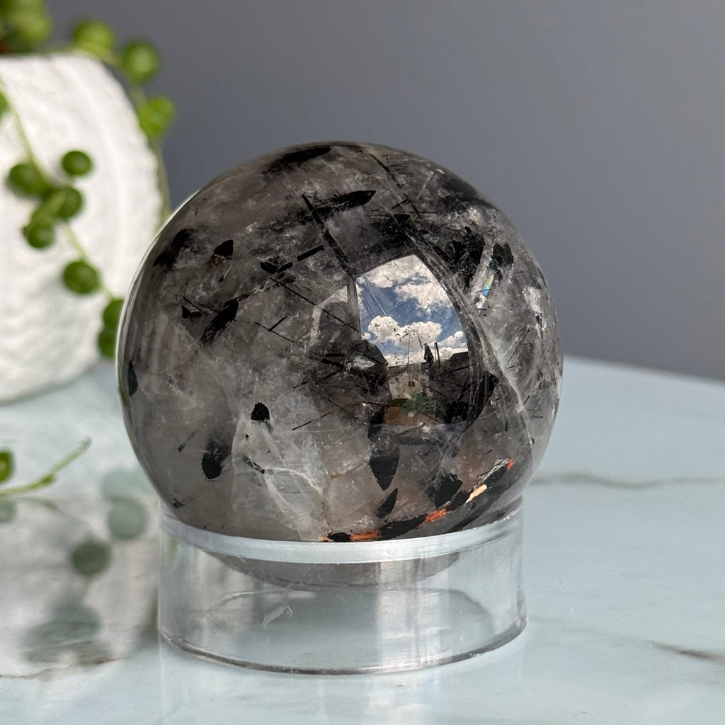 Tourmalated Quartz Sphere Crystal Specimen – Wholehearted Crystal Creations