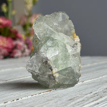 Fluorite (Etched, Green Phantom) with Calcite Raw Crystal Specimen FR72
