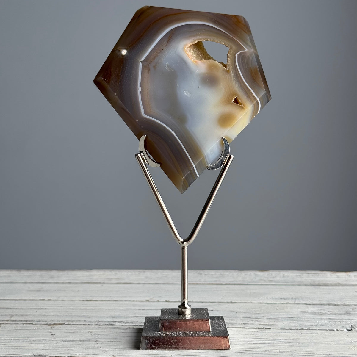 Agate Druzy Diamond Specimen on Stand – Wholehearted Crystal Creations