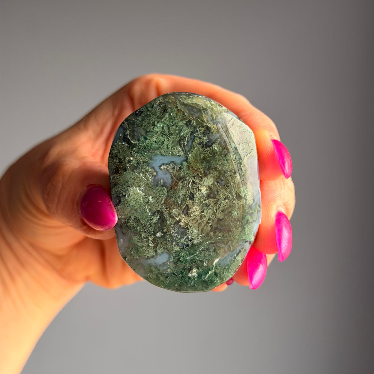 Moss Agate Palm Stone Specimen (MA30) – Wholehearted Crystal Creations