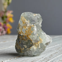 Fluorite (Etched, Green Phantom) with Calcite Raw Crystal Specimen FR72
