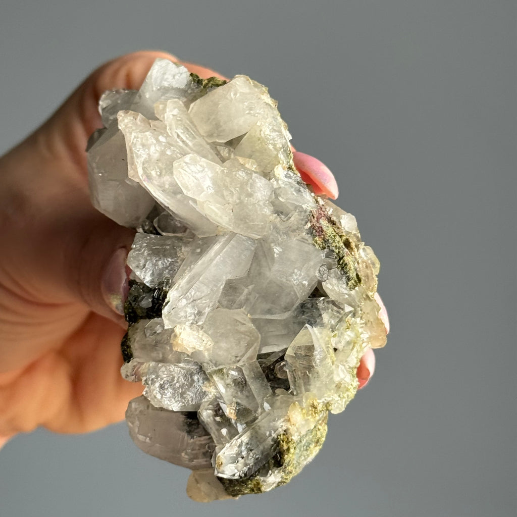 Epidote Chlorite in Quartz Crystal Specimen – Wholehearted Crystal Creations