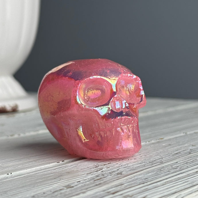 Titanium Aura Quartz Skull Carving Specimen (TA02)