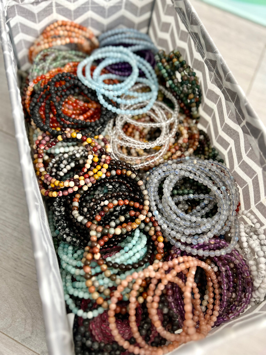 Choose Your Own 4mm Beaded Stretch Stone Bracelet A-Z – Wholehearted Crystal Creations