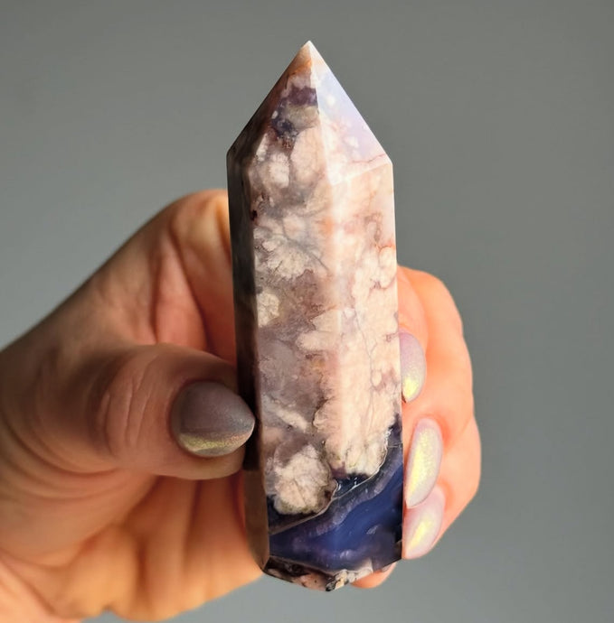Blue Flower Agate Tower Specimen