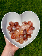 Hematoid Fire Quartz Palm Stone Crystal Specimen – Wholehearted Crystal Creations