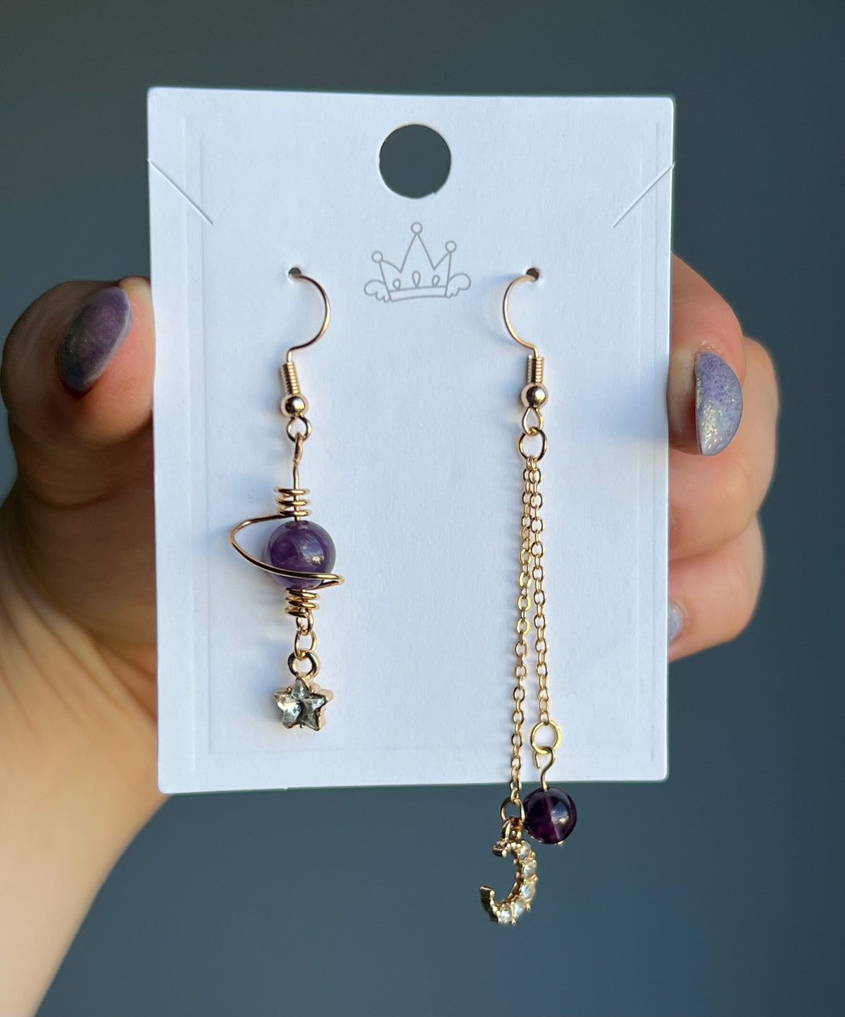 Celestial Star Moon Dangling Hook Earrings – Wholehearted Crystal Creations