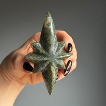 Moss Agate Star Carving Crystal Specimen (with Stand)