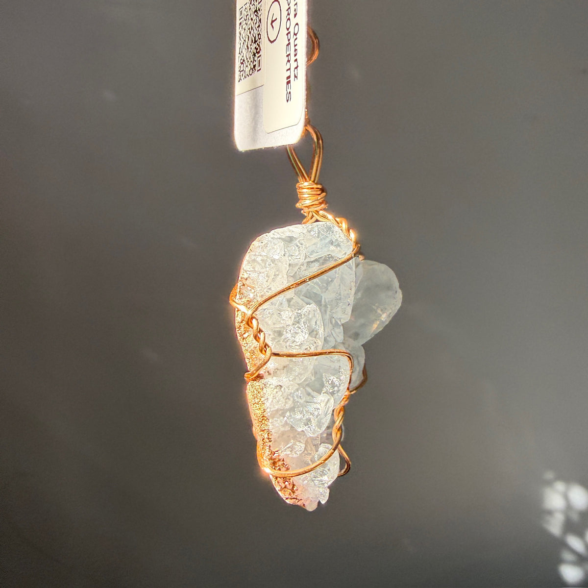 SunJewelz Wearable Sun-catcher with Wire Wrapped Celestite – Wholehearted Crystal Creations