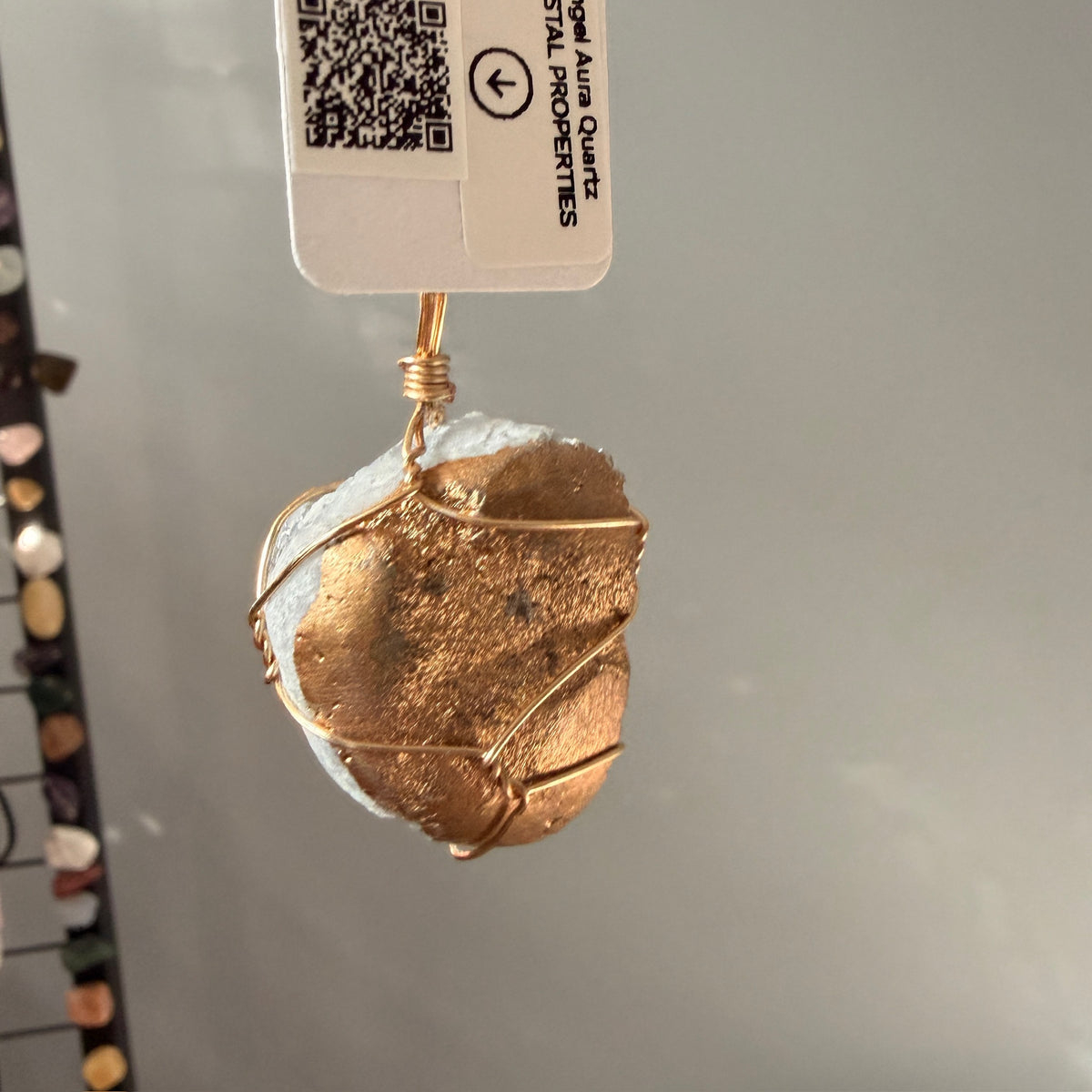 SunJewelz Wearable Sun-catcher with Wire Wrapped Celestite – Wholehearted Crystal Creations