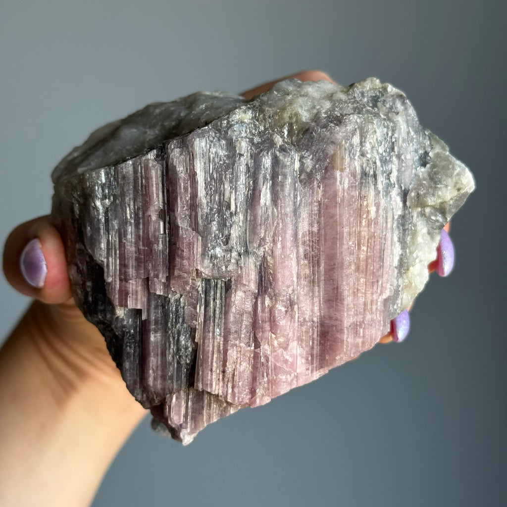 Pink and Blue Tourmaline on Matrix Raw Crystal Specimen – Wholehearted Crystal Creations