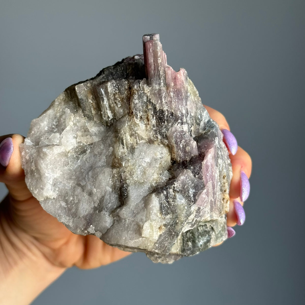 Pink and Blue Tourmaline on Matrix Raw Crystal Specimen – Wholehearted Crystal Creations