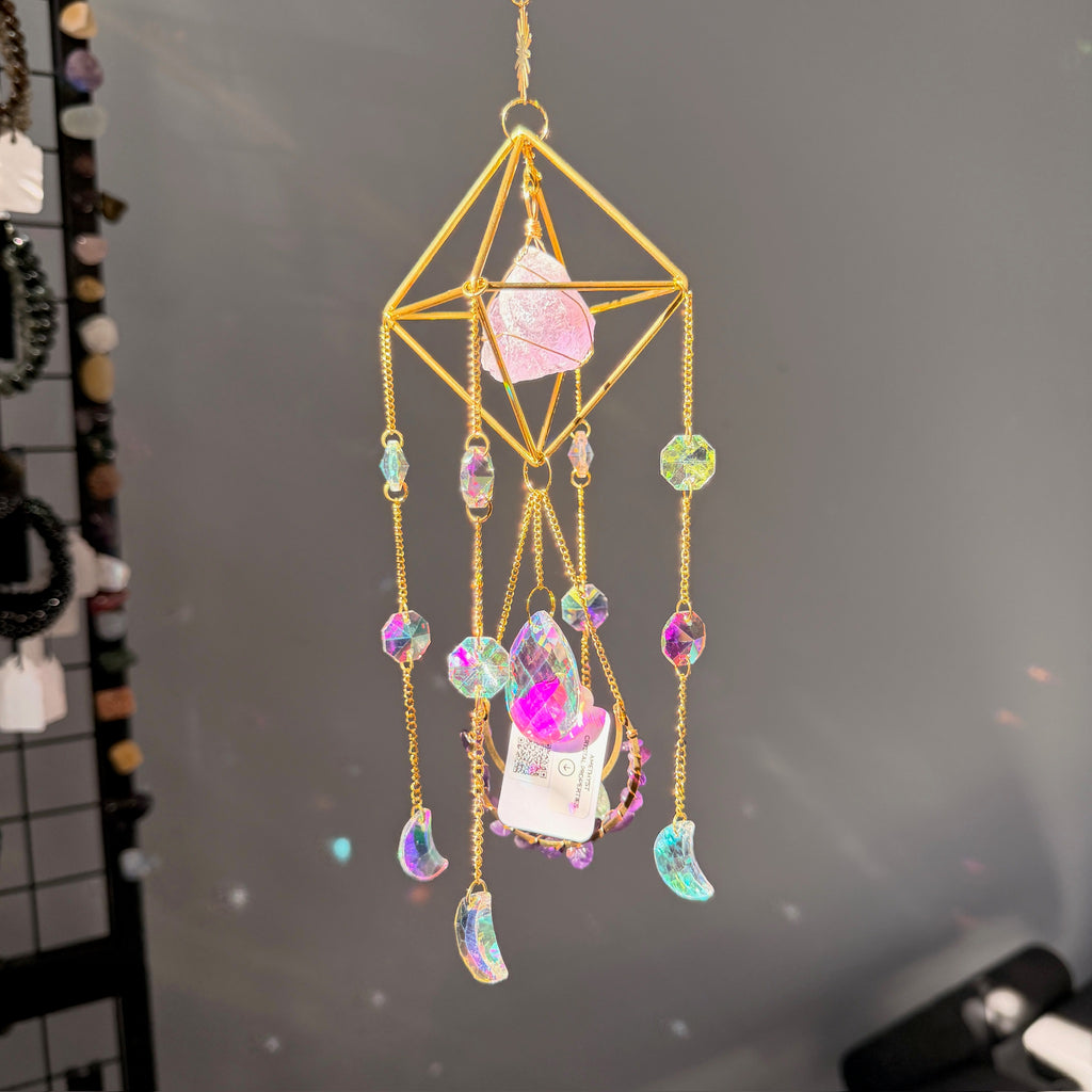 SunJewelz Wearable Sun-catcher with Wire Wrapped Amethyst – Wholehearted Crystal Creations