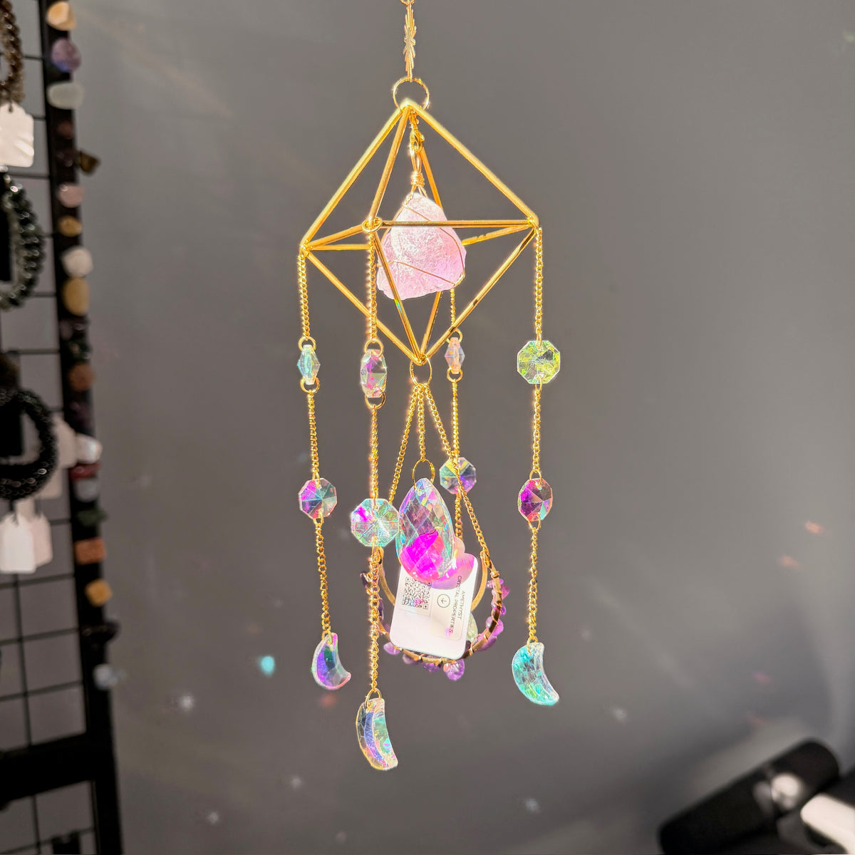 SunJewelz Wearable Sun-catcher with Wire Wrapped Amethyst – Wholehearted Crystal Creations