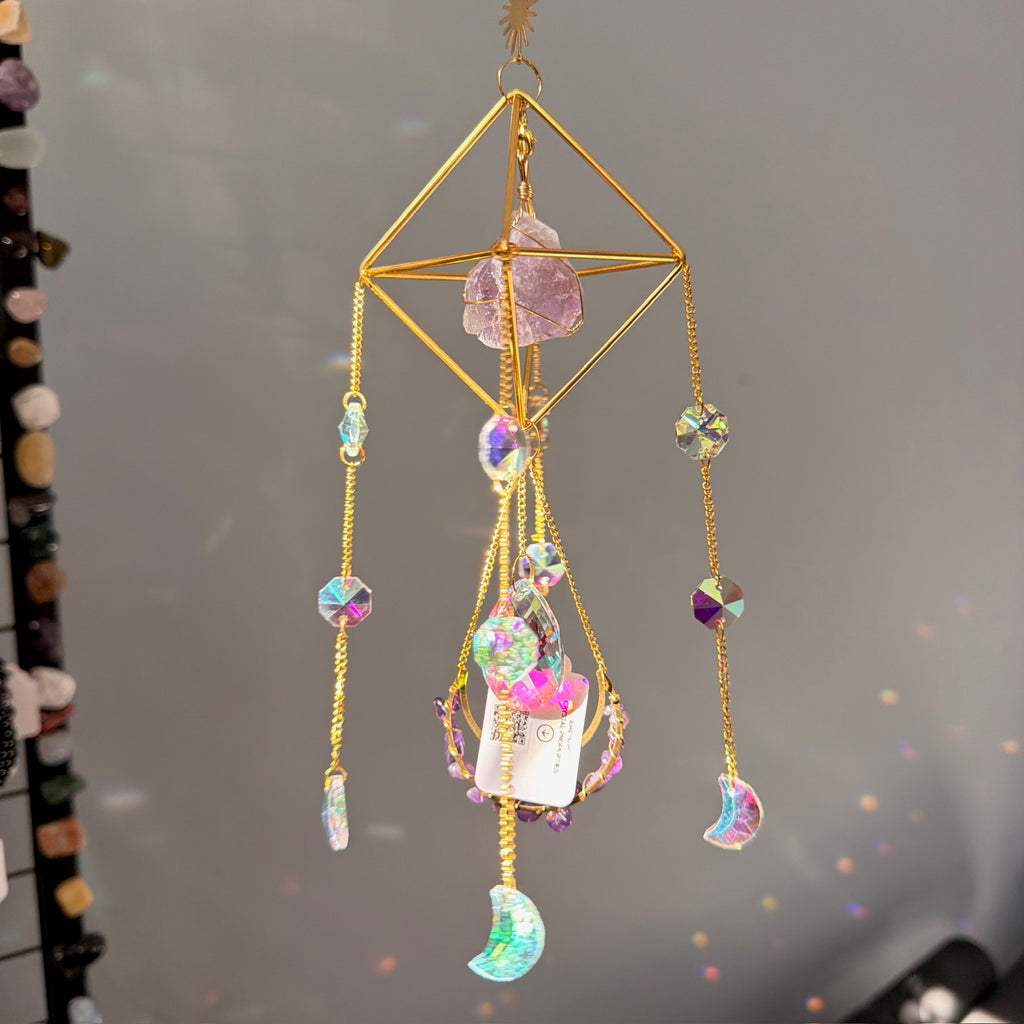 SunJewelz Wearable Sun-catcher with Wire Wrapped Amethyst – Wholehearted Crystal Creations