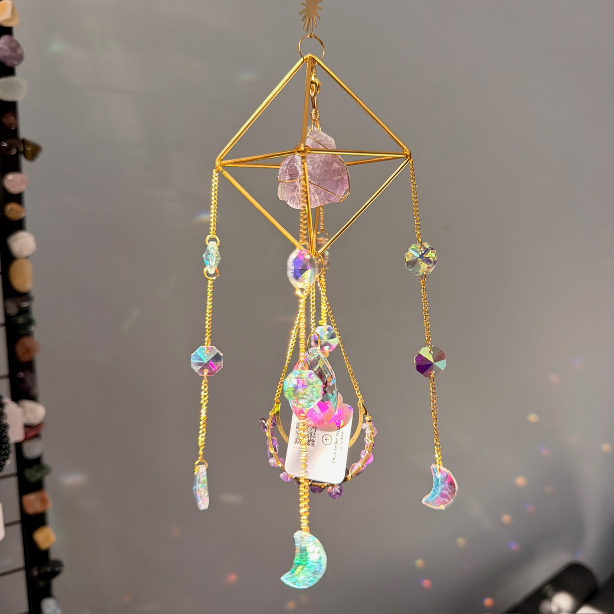 SunJewelz Wearable Sun-catcher with Wire Wrapped Amethyst – Wholehearted Crystal Creations