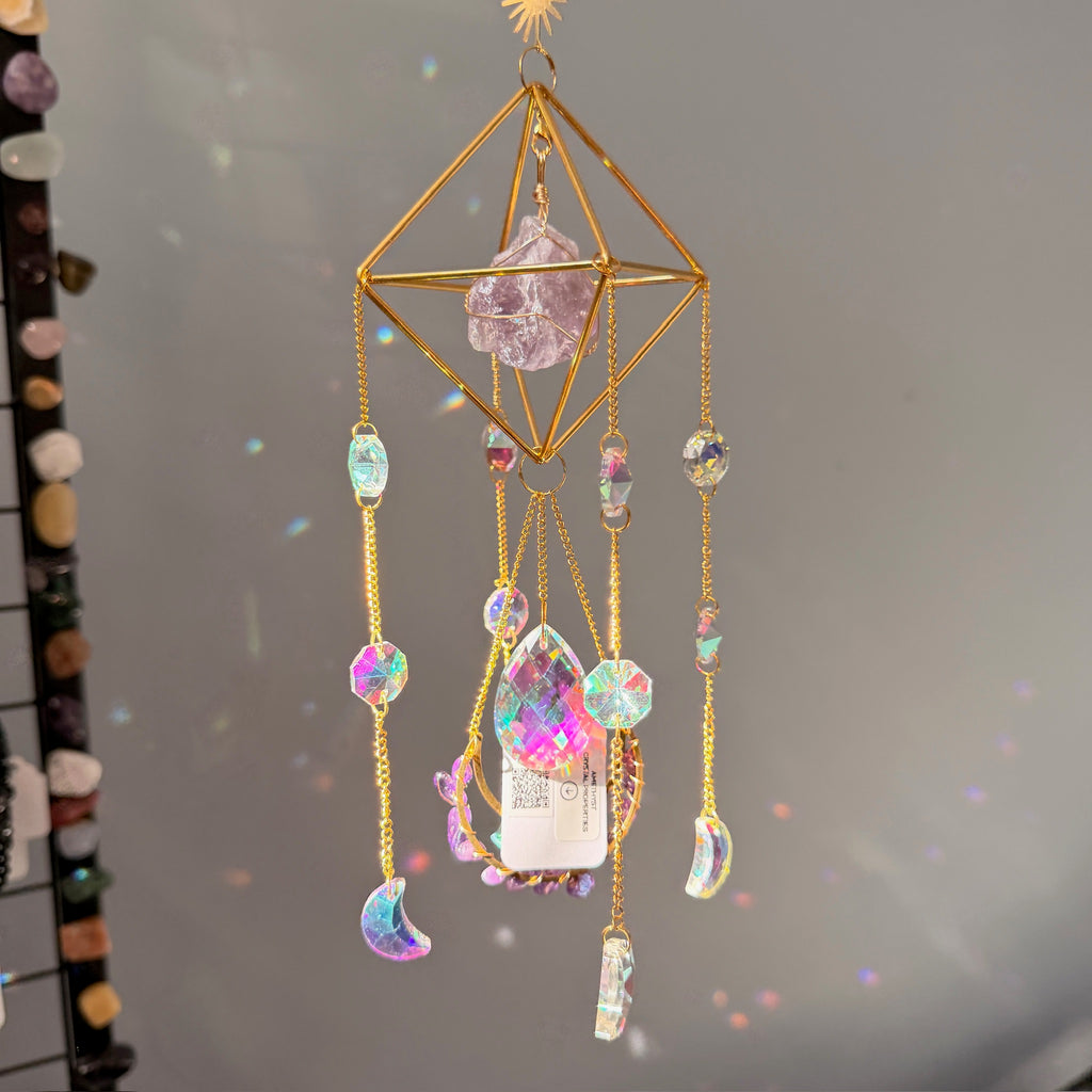 SunJewelz Wearable Sun-catcher with Wire Wrapped Amethyst – Wholehearted Crystal Creations