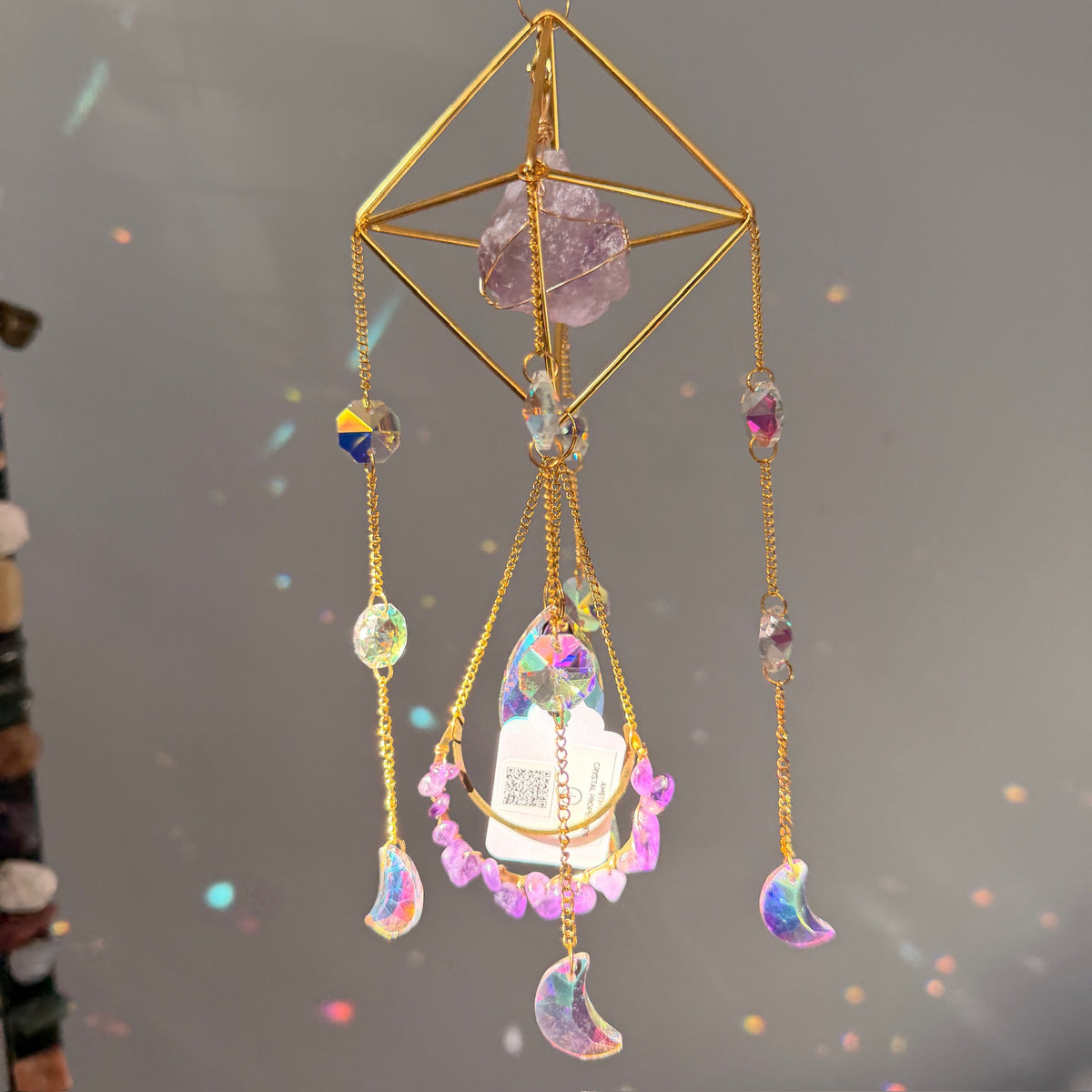 SunJewelz Wearable Sun-catcher with Wire Wrapped Amethyst – Wholehearted Crystal Creations