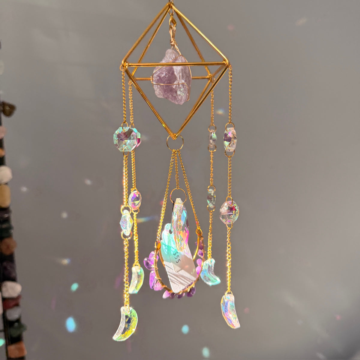 SunJewelz Wearable Sun-catcher with Wire Wrapped Amethyst – Wholehearted Crystal Creations