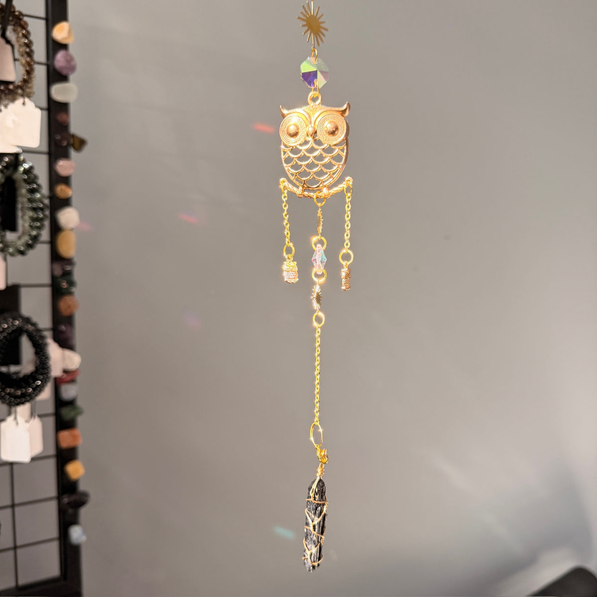 SunJewelz Wearable Sun-catcher with Wire Wrapped Black Tourmaline – Wholehearted Crystal Creations