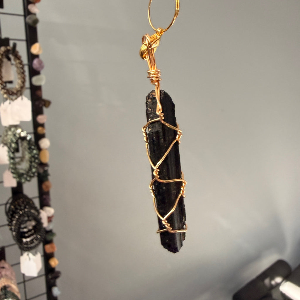 SunJewelz Wearable Sun-catcher with Wire Wrapped Black Tourmaline – Wholehearted Crystal Creations