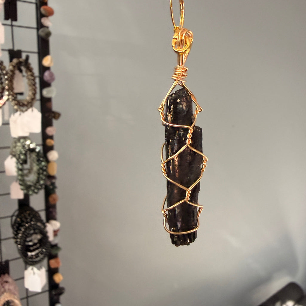 SunJewelz Wearable Sun-catcher with Wire Wrapped Black Tourmaline – Wholehearted Crystal Creations