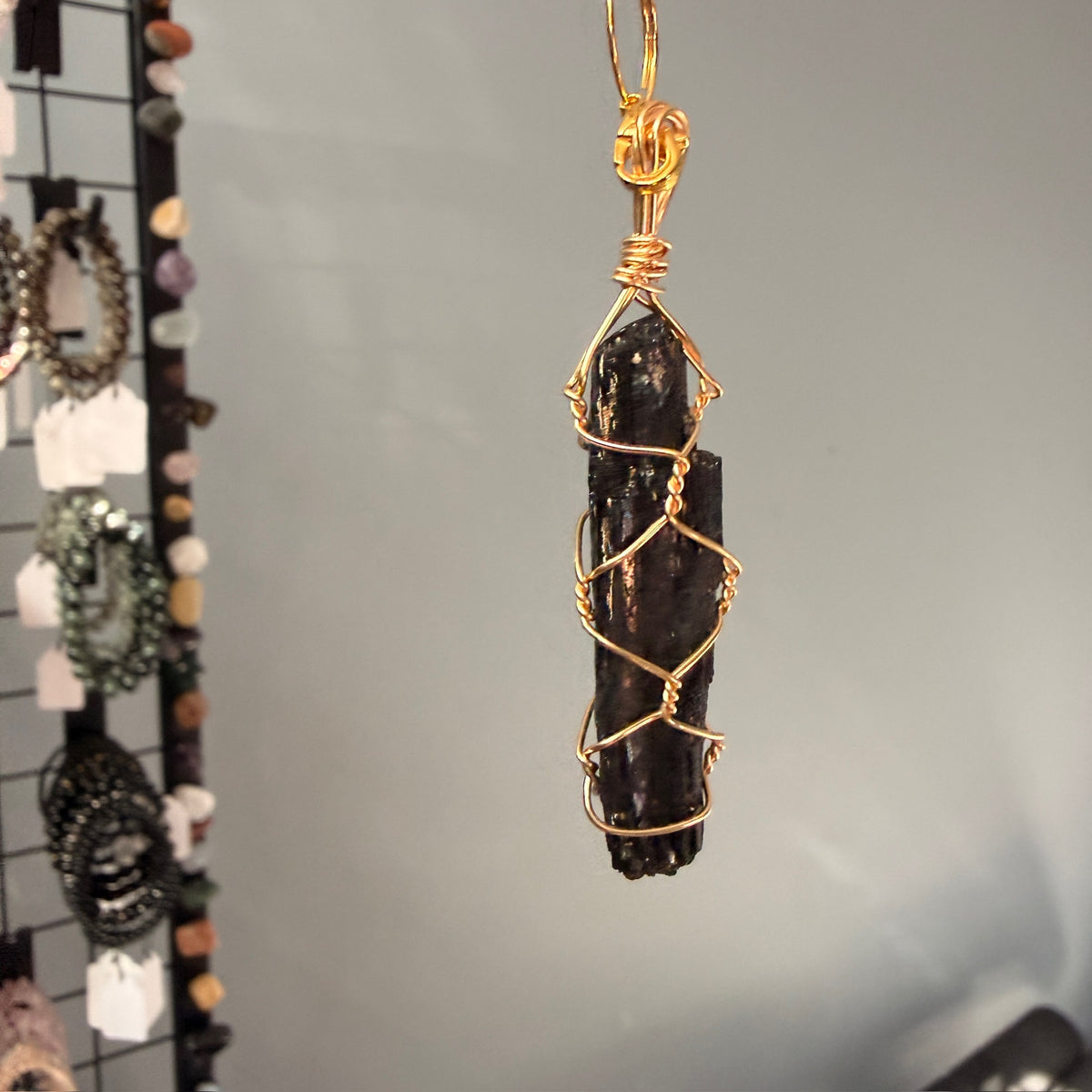SunJewelz Wearable Sun-catcher with Wire Wrapped Black Tourmaline – Wholehearted Crystal Creations