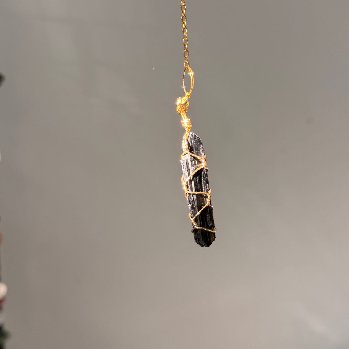 SunJewelz Wearable Sun-catcher with Wire Wrapped Black Tourmaline – Wholehearted Crystal Creations