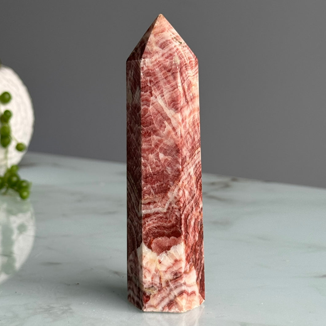 Pork Stone (Red Banded Calcite) Tower Specimen