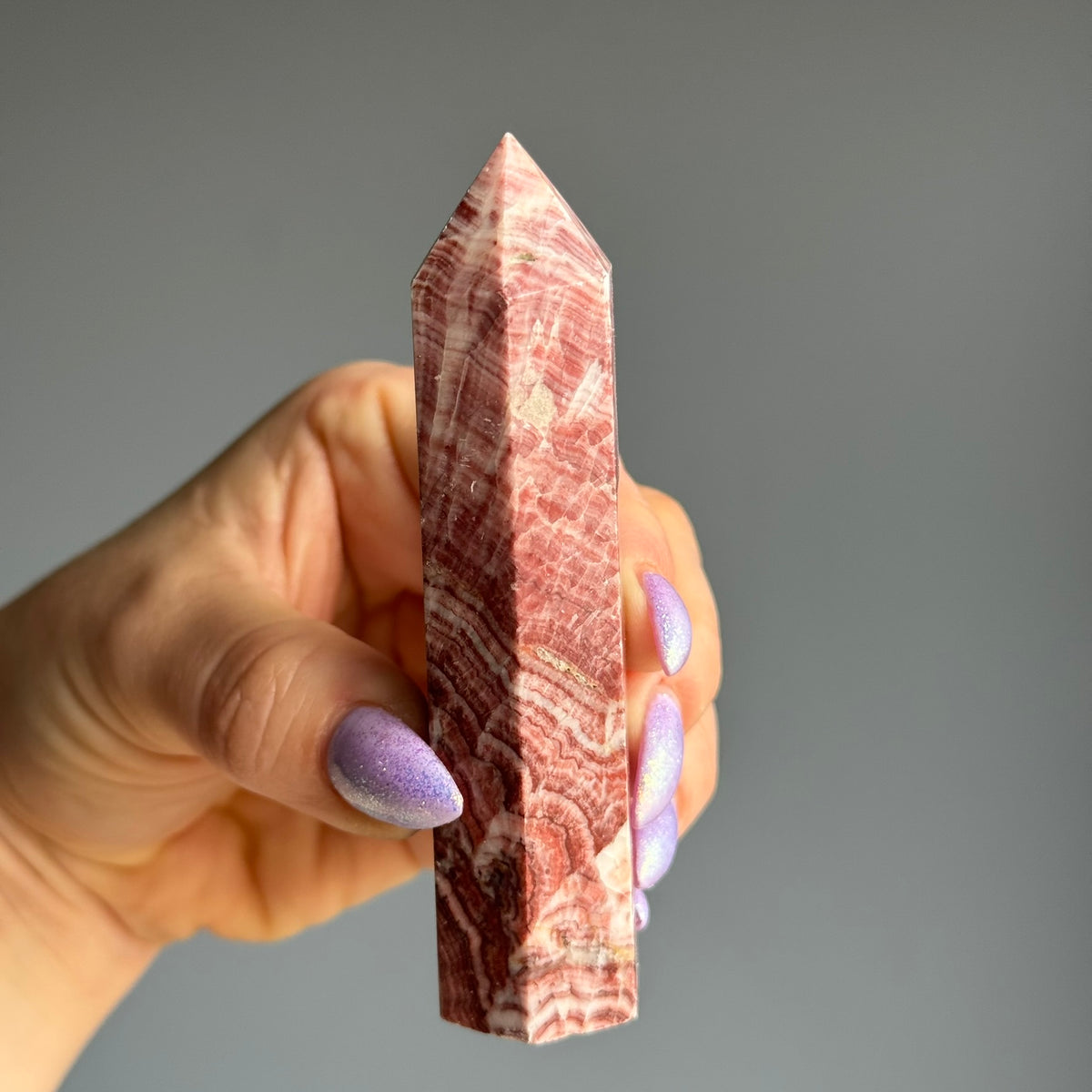 Pork Stone Red Banded Calcite Tower Crystal Specimen – Wholehearted Crystal Creations