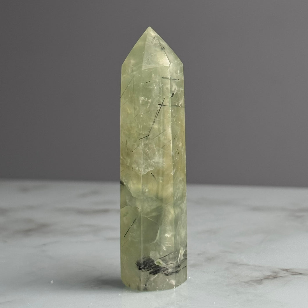 Prehnite with Epidote Crystal Tower Specimen – Wholehearted Crystal Creations