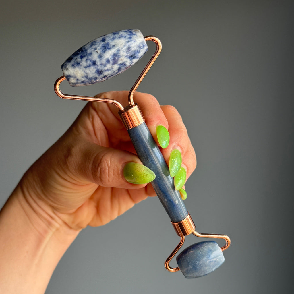 Crystal Dual-Head Roller Massager Specimen – Wholehearted Crystal Creations