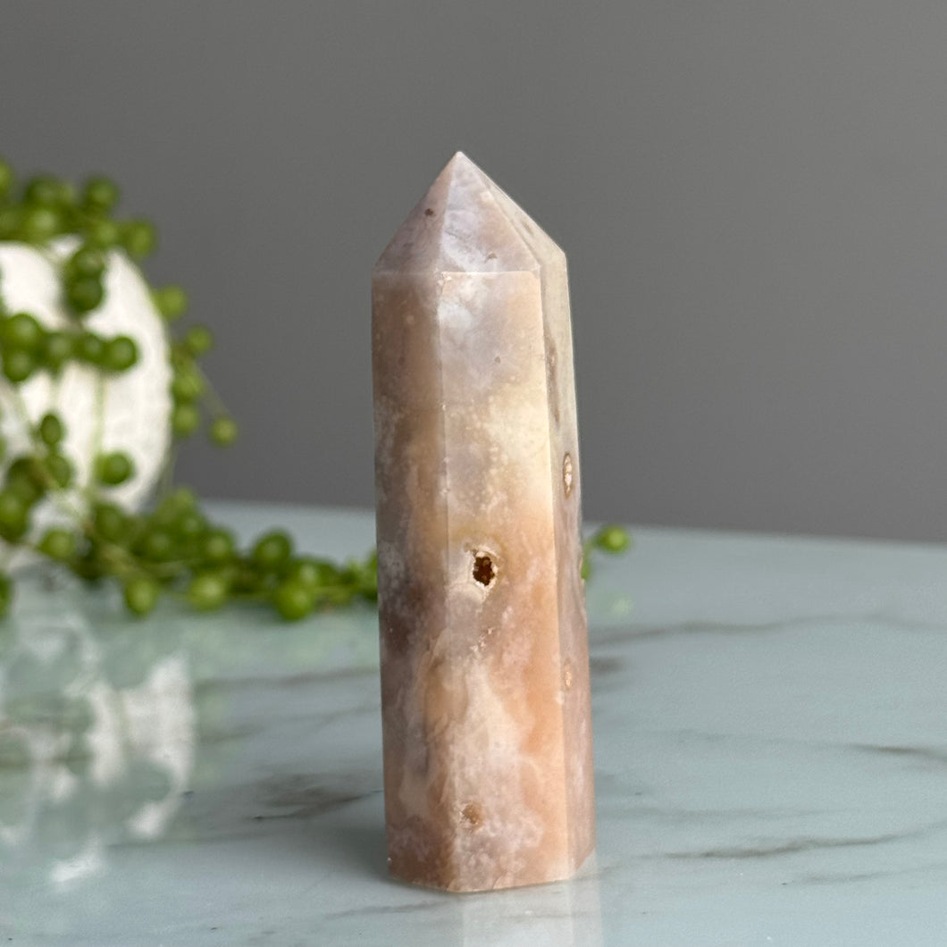 Flower Agate Pink Amethyst Tower Specimen