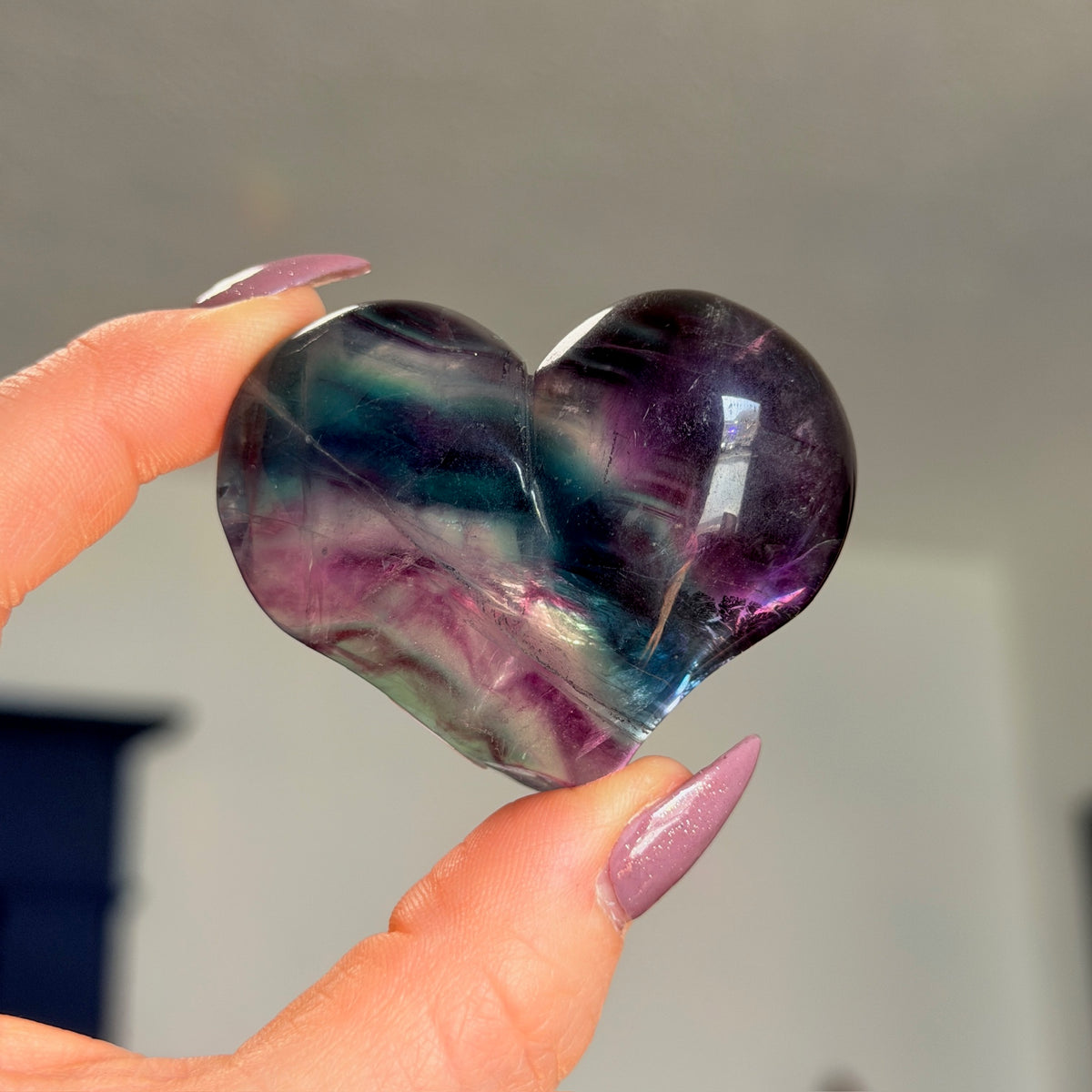 Rainbow Fluorite Heart Carving Specimen