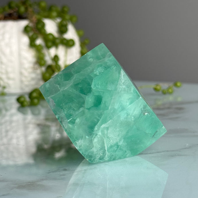 Green Fluorite Floating Cube Carving Specimen