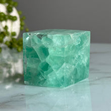 Green Fluorite Floating Cube Carving Specimen