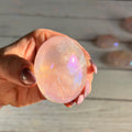 Angel Aura Rose Quartz Palm Stone Specimen