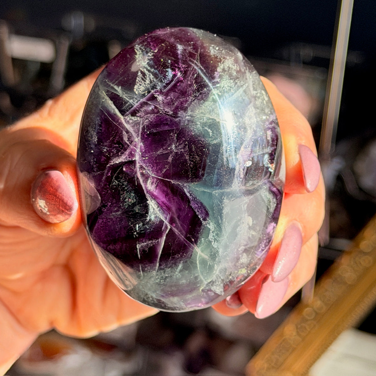 Rainbow Fluorite Palm Stone Specimen (A)