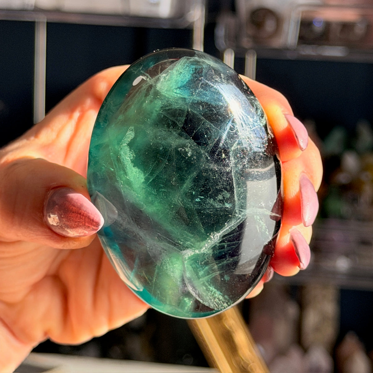 Rainbow Fluorite Palm Stone Specimen (B)