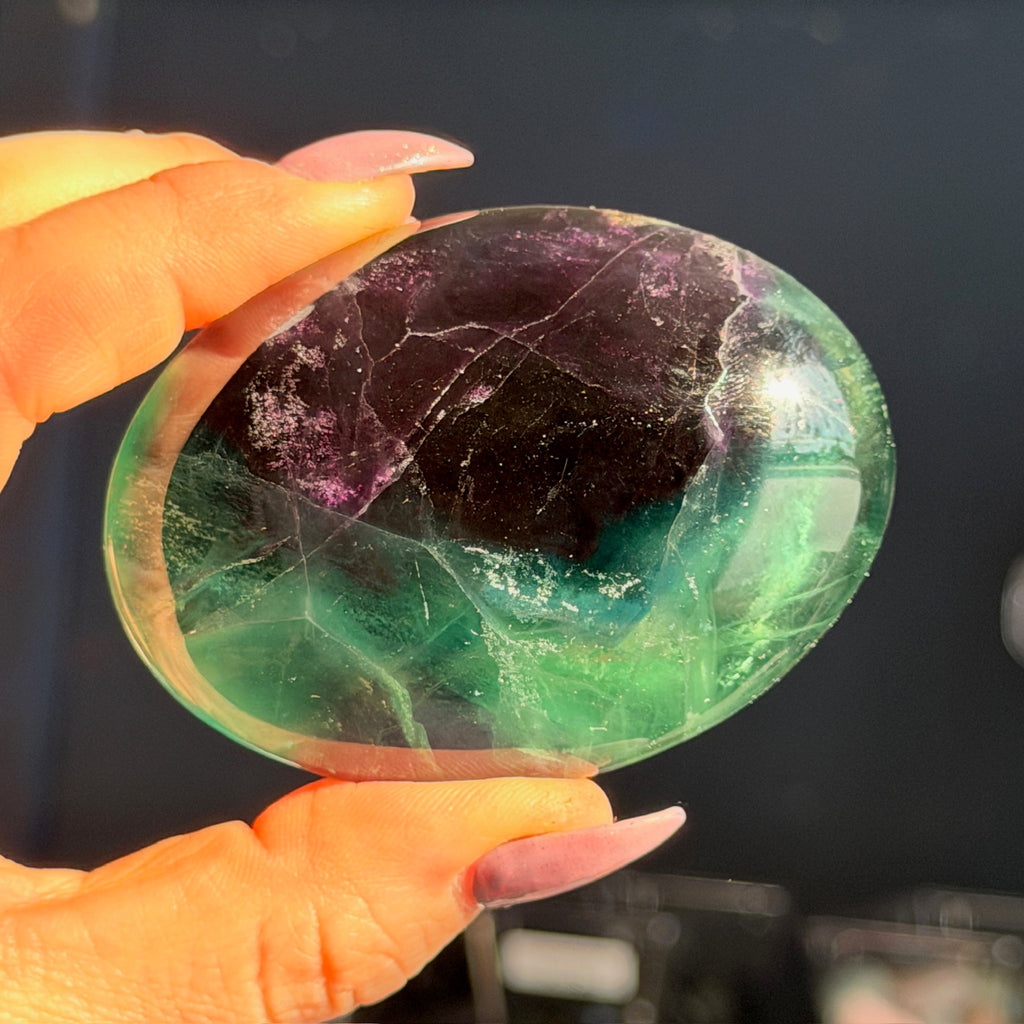 Rainbow Fluorite Palm Stone Specimen (B)