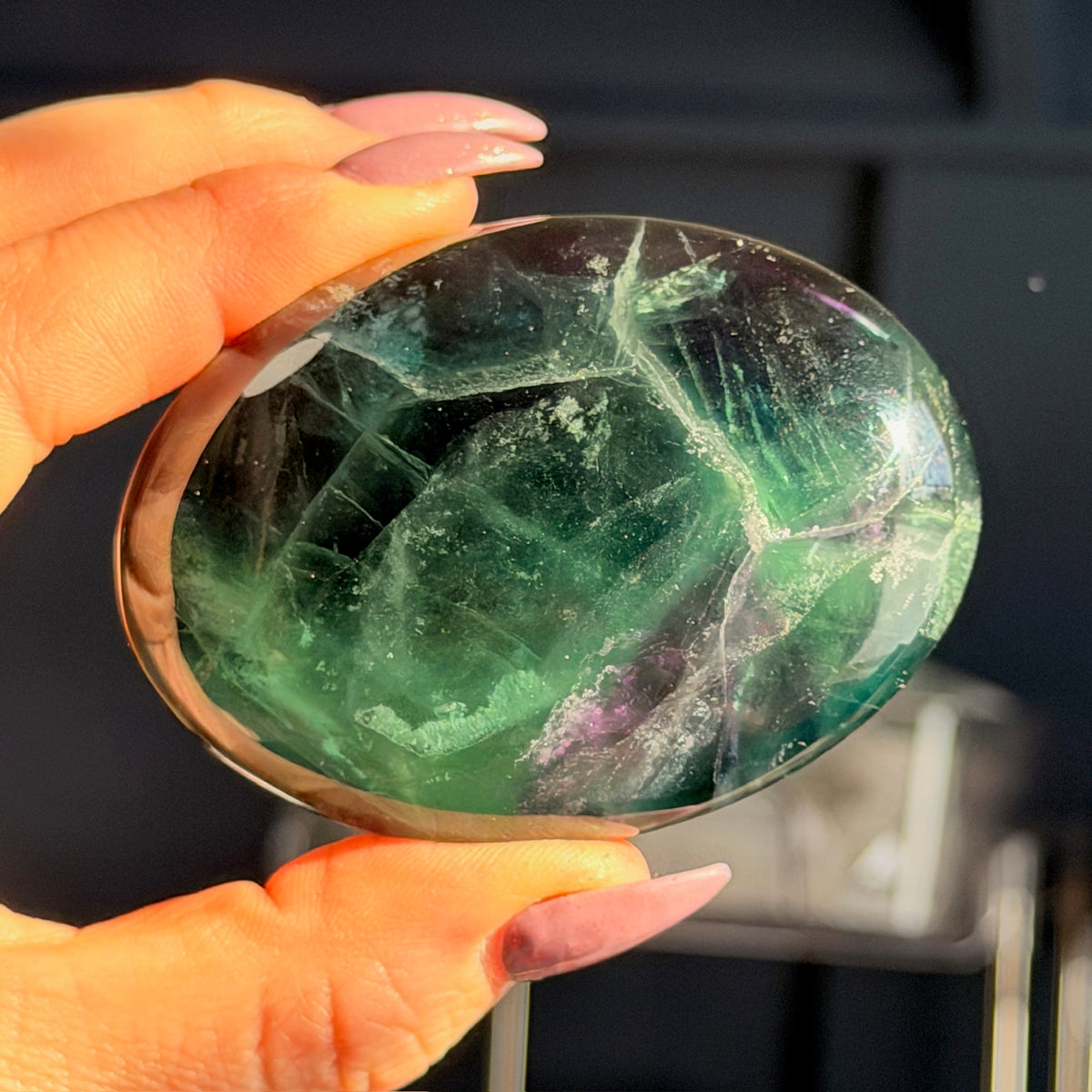 Rainbow Fluorite Palm Stone Specimen (B)