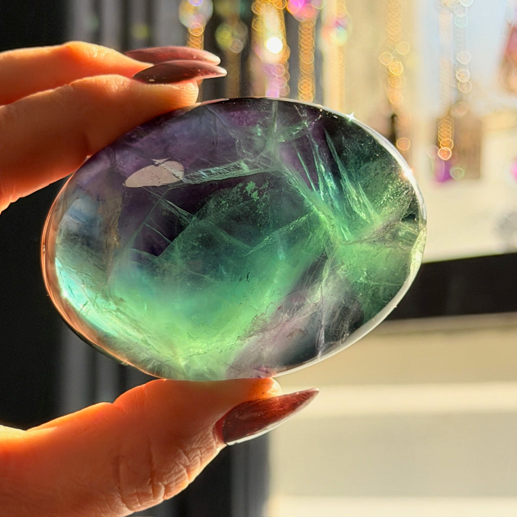 Rainbow Fluorite Palm Stone Specimen (B)