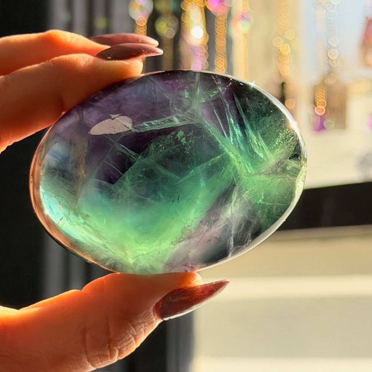 Rainbow Fluorite Palm Stone Specimen (B)