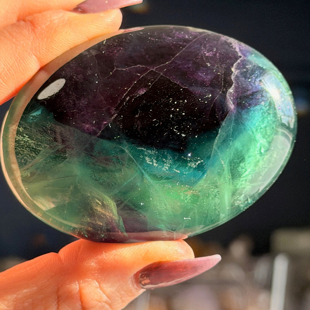 Rainbow Fluorite Palm Stone Specimen (B)