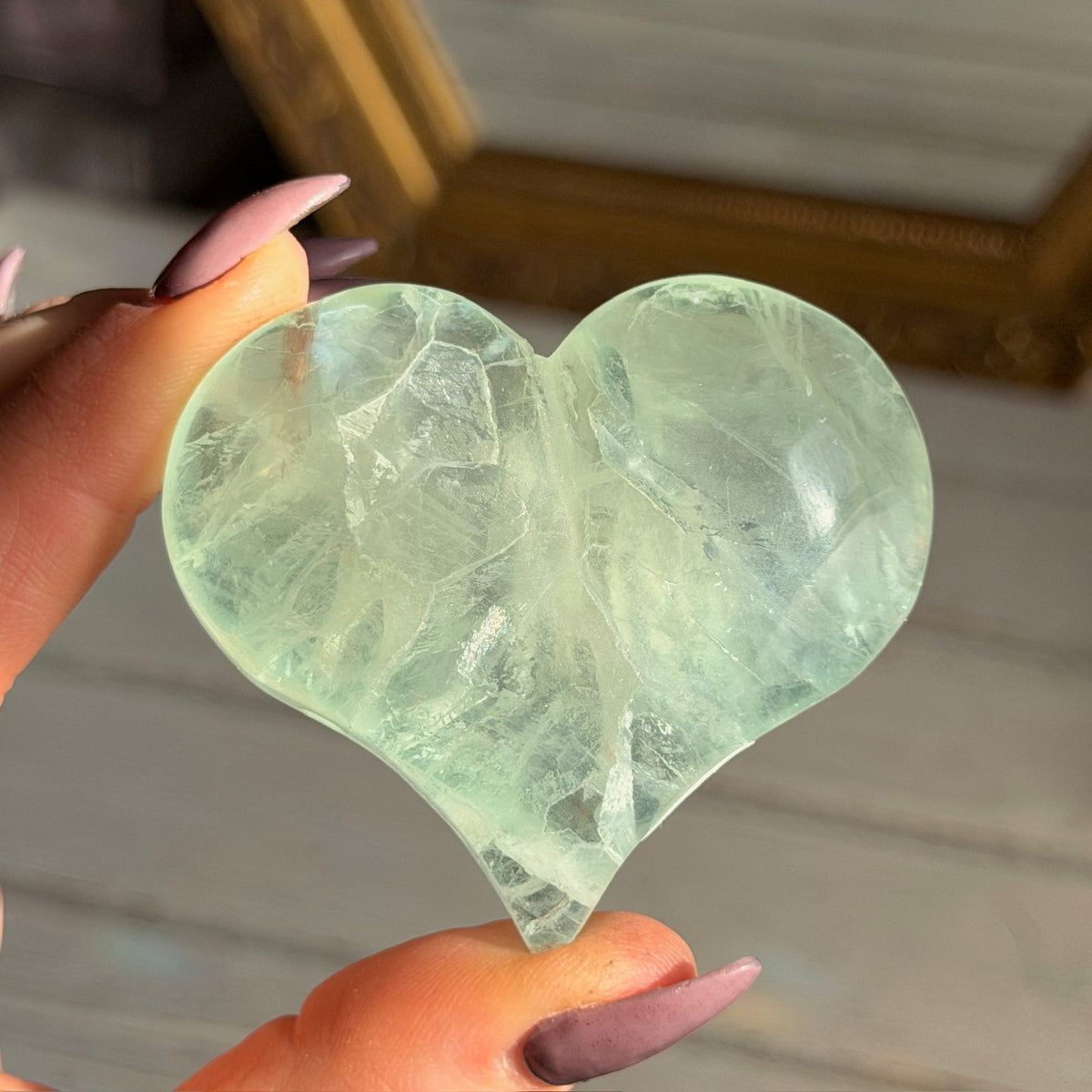 Green Fluorite Heart Carving Specimen