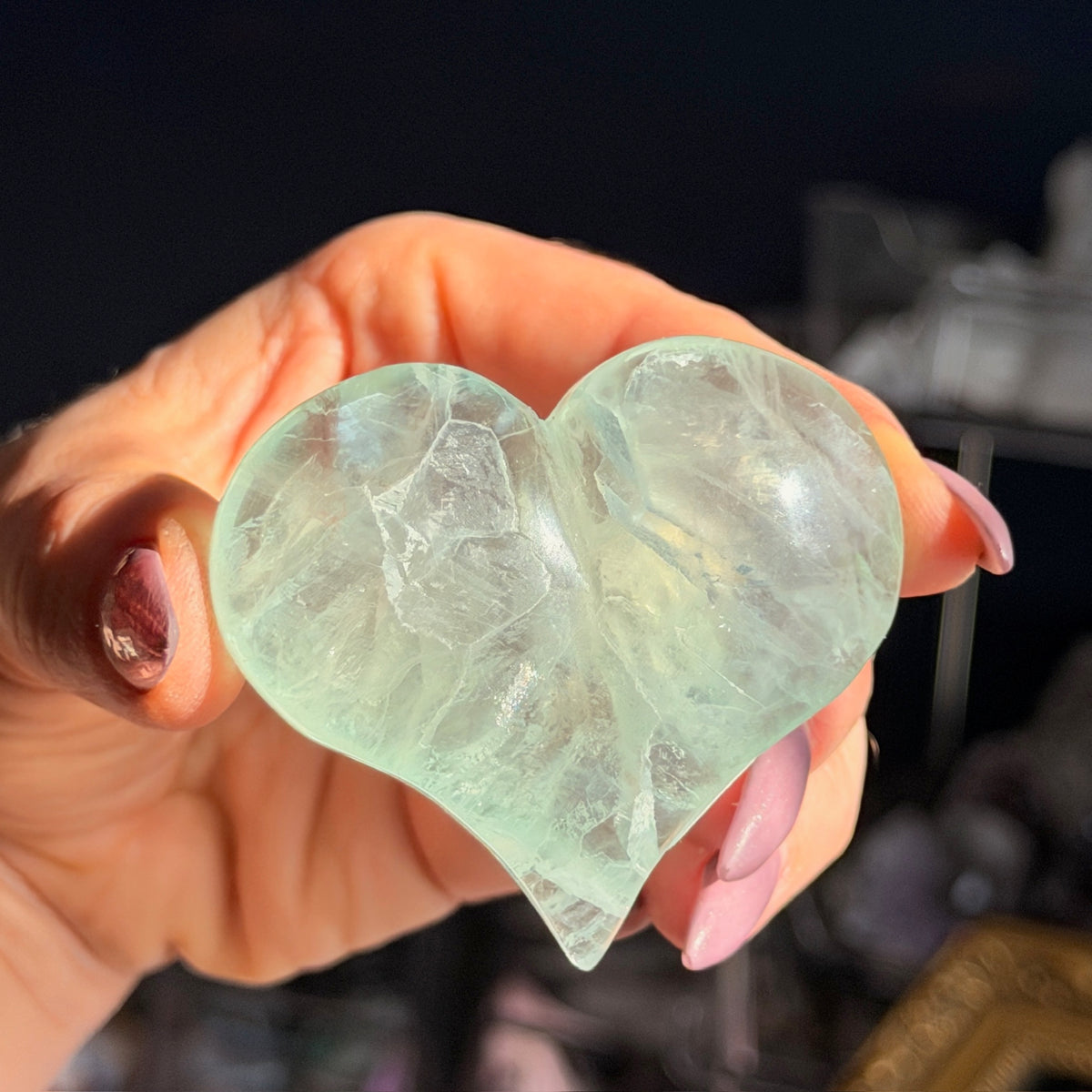 Green Fluorite Heart Carving Specimen