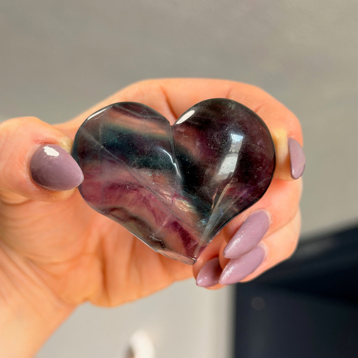 Rainbow Fluorite Heart Carving Specimen